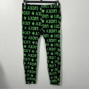 Lucky Clover Green and Black Leggings